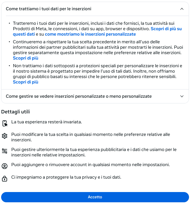 TRATTAMENTO DATI PROFILO GRATUITO FACEBOOK.