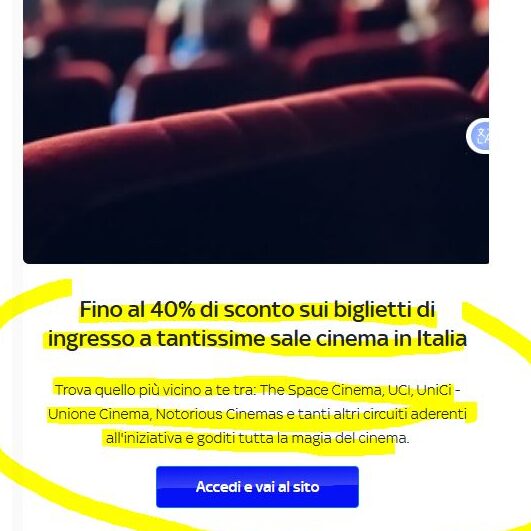 SKY BIGLIETTI CINEMA RIDOTTI 40% SKY BLACK FRIDAY 2025